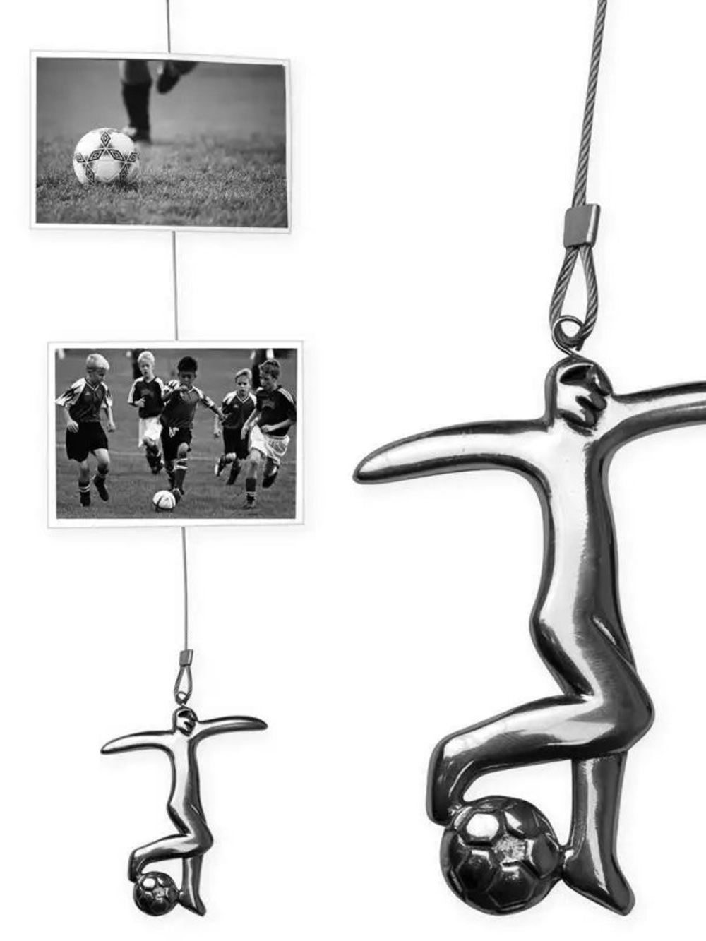 C. Boyes Pewter Soccer Player S. African Art Photo Hanger